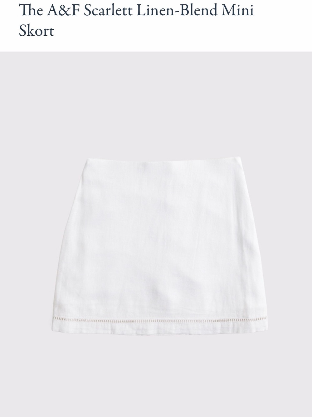 Abercrombie & Fitch White Linen-Blend Mini Skort